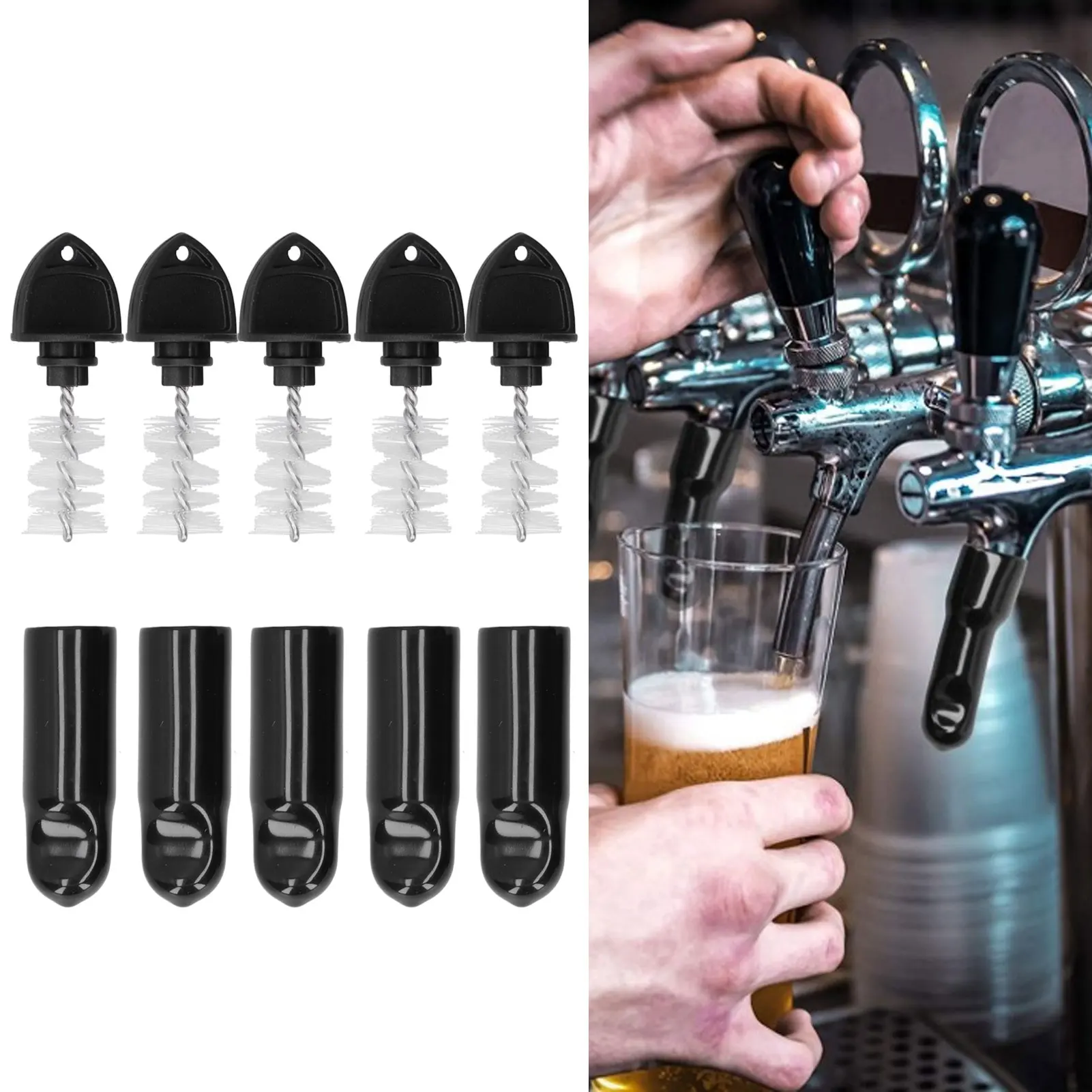 Beer Tap Brush and Faucet Cap Kit: Premium Quality For Your Home Bar And Commercial Use - Ensuring Freshness And Taste