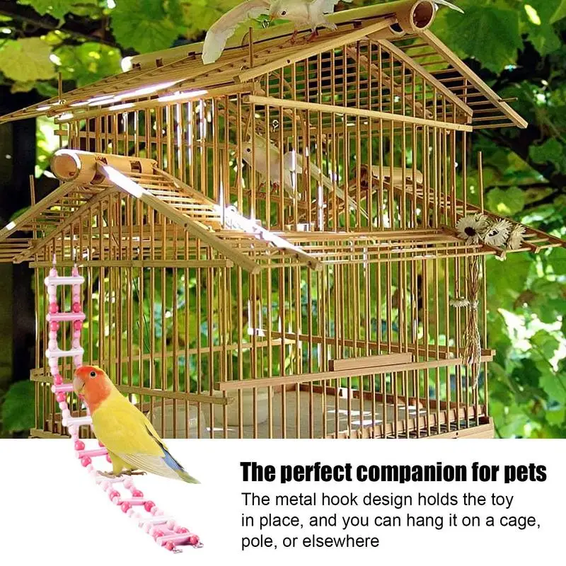 Wooden Swing Climbing Ladder Colorful Chewing Toys Bird Cage Accessories For Budgies Small Birds Canaries Parakeet Parrots