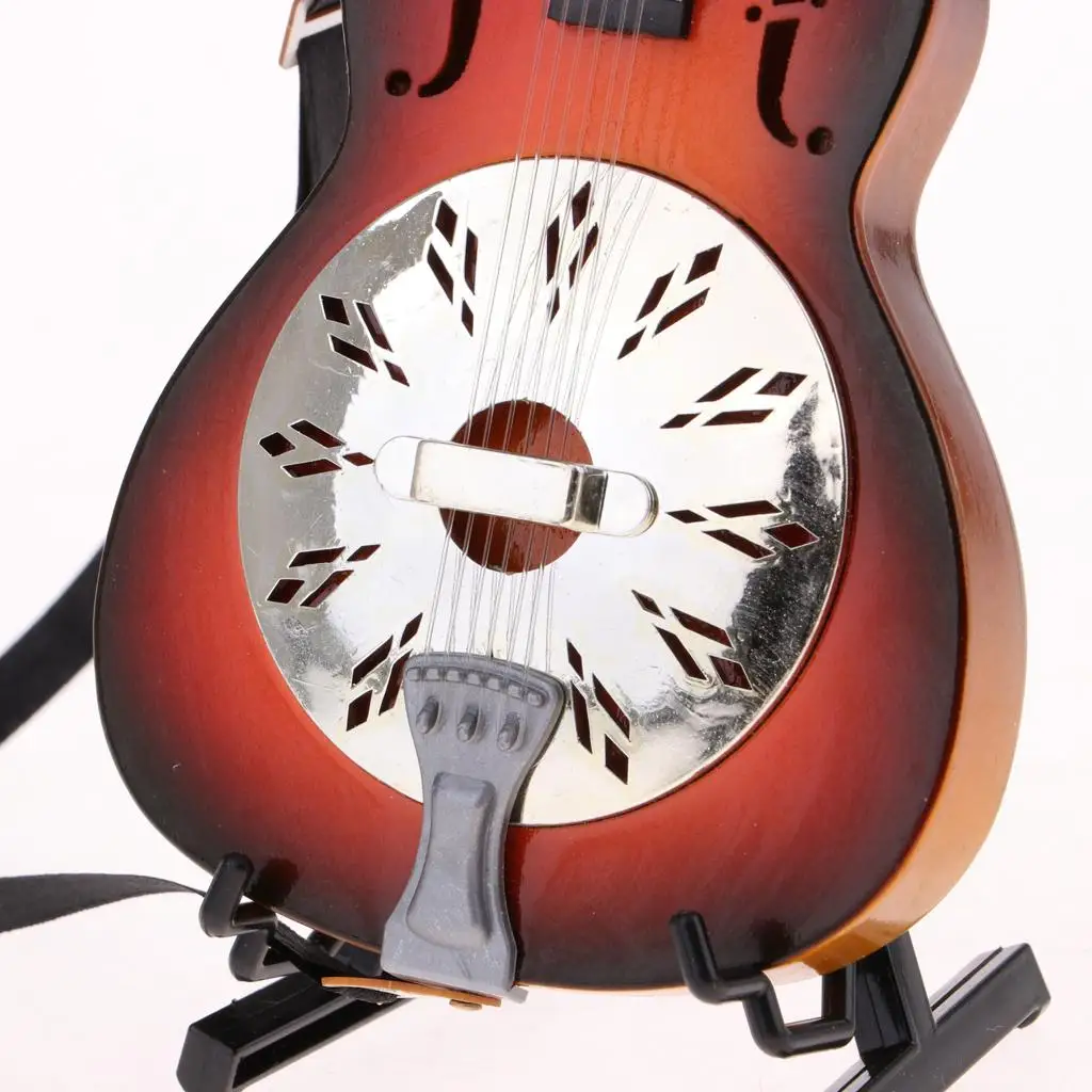 1/6 ação 2 polegadas bonecas instrumento musical acessório modelo de guitarra de madeira com decoração de suporte # 5