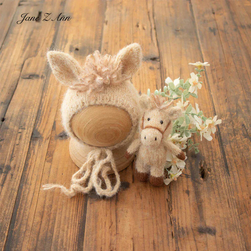 

Newborn pony hat +toy set baby photoshoot props animal theme infant photography accessories for boy girl