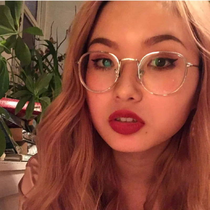

MIZHO New Designer Woman Glasses Optical Frames Brown Metal Oval Korea Glasses Frame Men Clear lens Eyewear Black Eye Glasses
