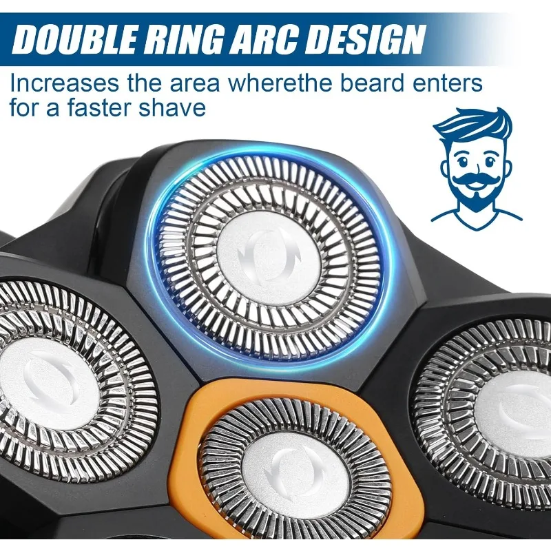 Universal Magnetic 6 Blade Head Shaver Replacement Heads Compatible with Wyklaus Redbreak Detona DOAO Head Shaver