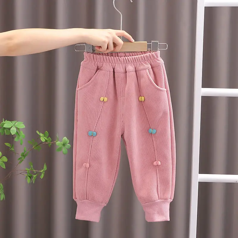 New Winter Children Clothes Kids Girls Thicken Warm Elastic Bow Pants Baby Cotton Clothing Infant Casual Trousers Leggings