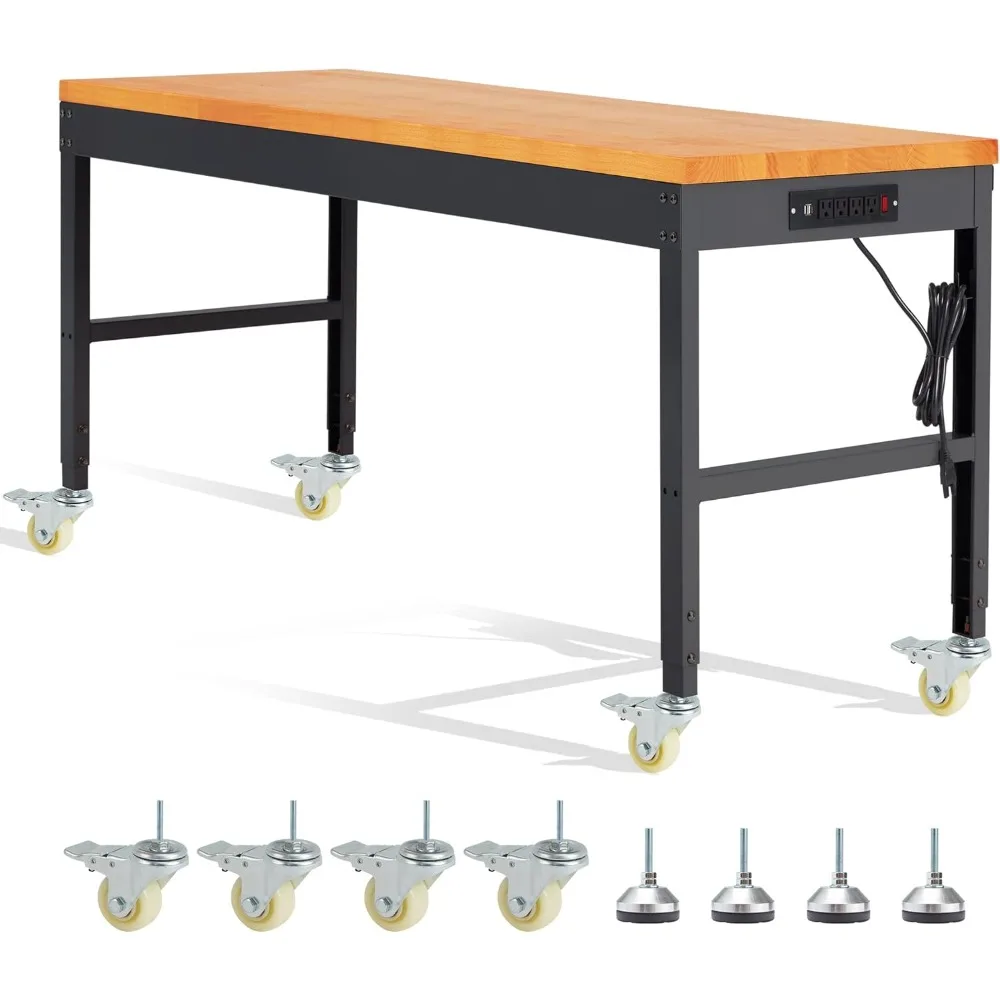 Établi à roulettes avec roues, capacité de 2000 lb, poste de travail en bois, bancs de travail roulants Rap-Duty, 48 po x 24 po