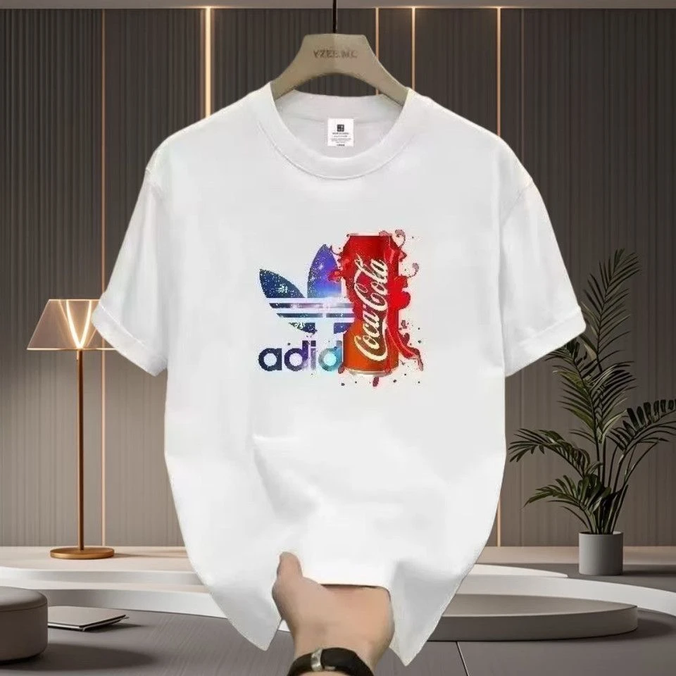 

High-quality Men's Summer New Thick Pure Cotton T-shirt, with Printed Design, Stylish, Breathable, and Sweat-absorbing