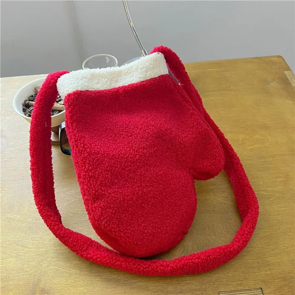 

Creative New Year Christmas Shoulder Bag Large Capacity Irregular Red Bag Gifts Storage Glove Crossbody Bag Party