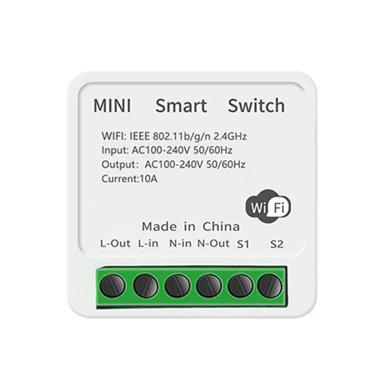 

Умный Wi-Fi выключатель Tuya, 2-стороннее управление, 16А, мини-выключатель, поддержка голосового управления, функция таймера, Smart Life