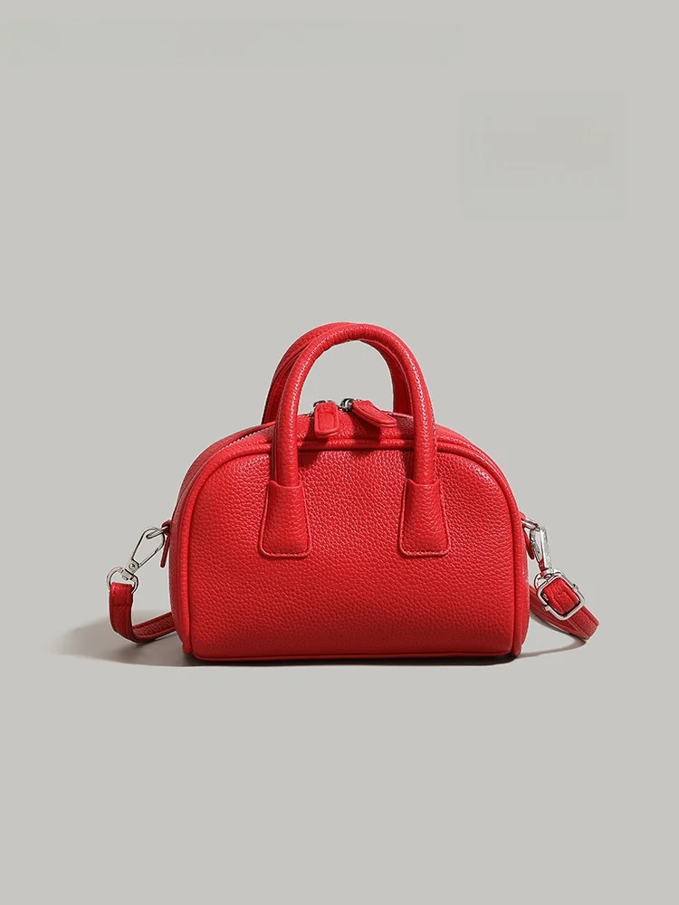 

UR Simple Boston Women's Handbag Trendy Red Wedding Bag Versatile Single oulder Slant Cross Bag Soft PU Leather Commute Sle