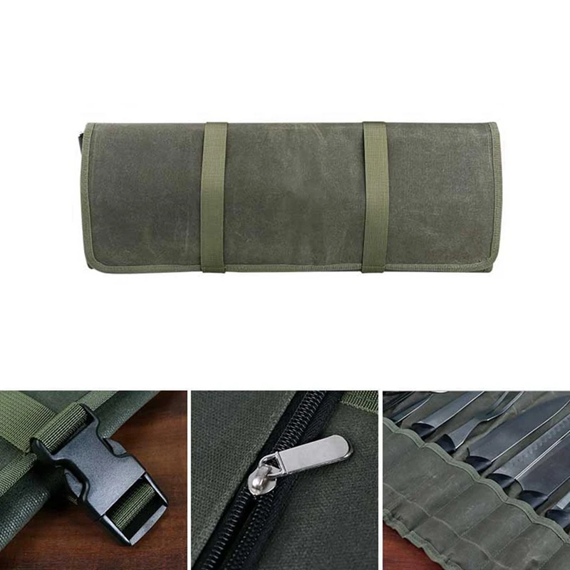 2X Roll Bag Chef Knife Bag Kitchen Storage Bags Portable Knife Holder Multifunction Knife Carrying Bag Chef Tool