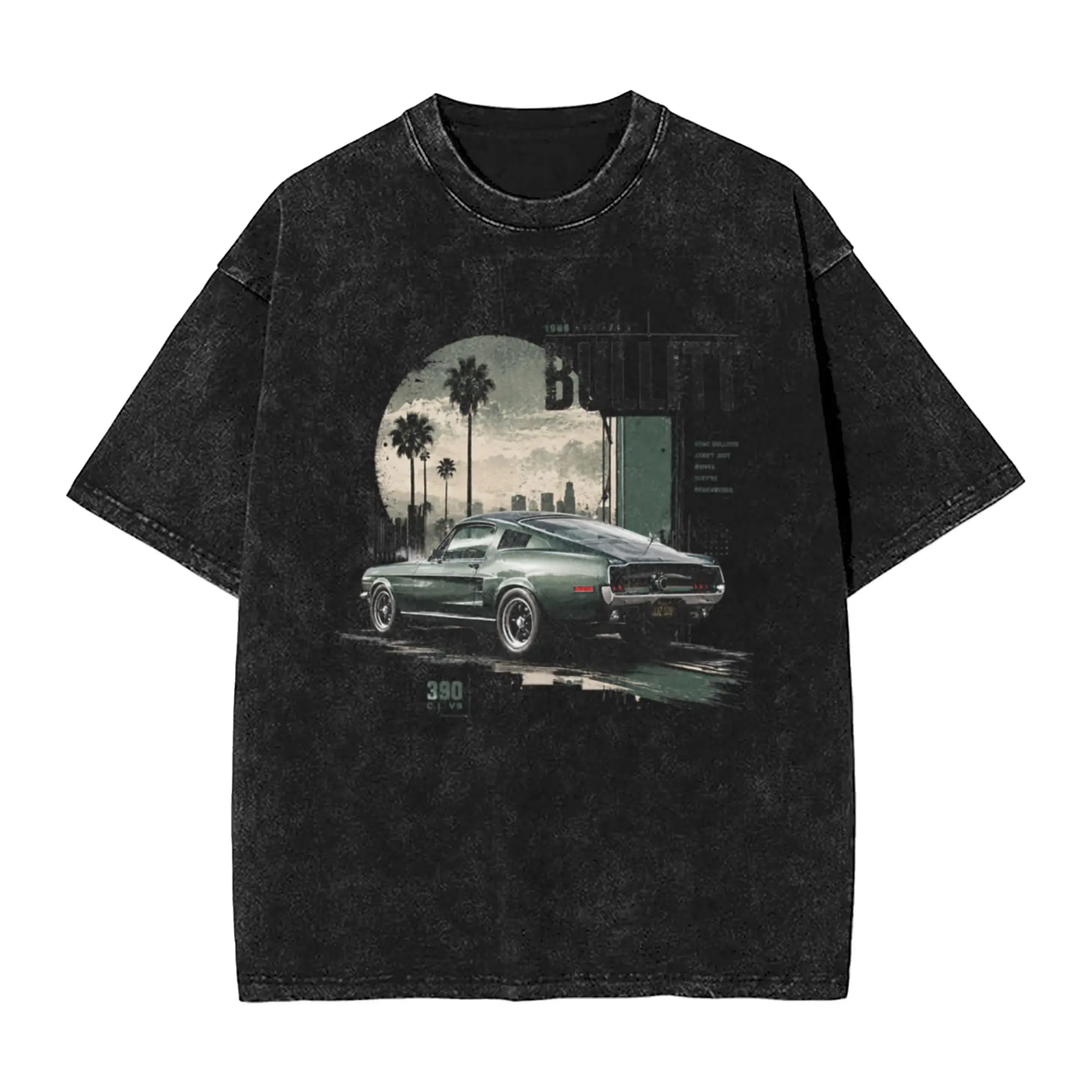 1968 Bullitt Fastback GT 390 V8 Highland Green Vintage Grunge Art Unique Chic A Vintage Oversized Cotton T-Shirts