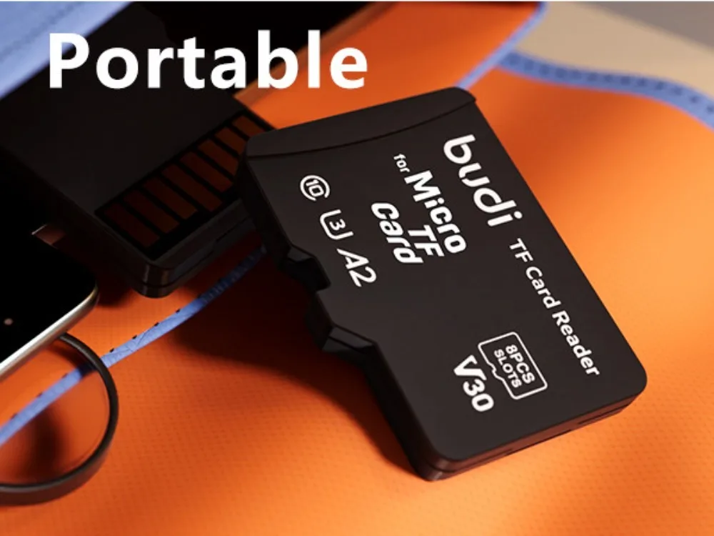 BUDI TF-Speicherkartenleser mit 8 Steckplätzen TF-Style Speicherkarten-Aufbewahrungsbox Unterstützt USB Typ-C und USB-Kompatibilität – Detail 5