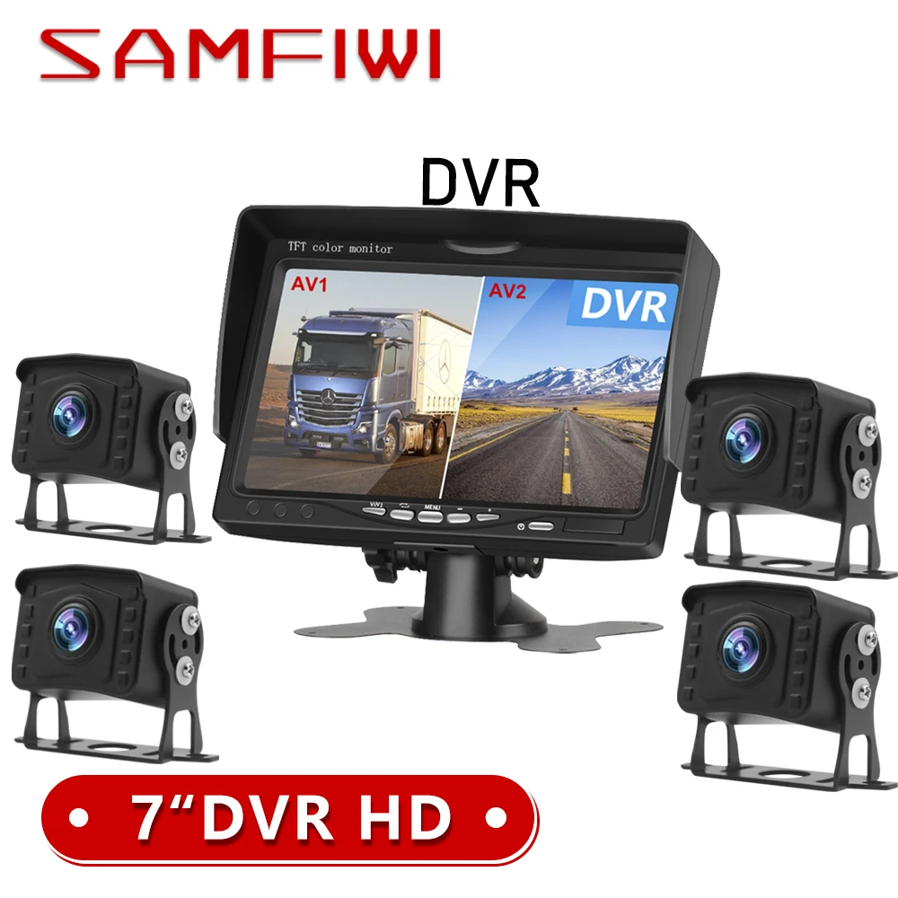 

New 7" Truck Car Monitor 2CH DVR Video IPS Screen Recorder for Motorhome Reverse Backup Vehicle Camera DC 12-24V