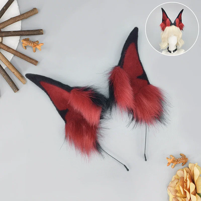 3 Arten Anime handgemachte Plüsch Hund Stirnband simulierte pelzige große Hund Ohr Prop Mann Club Party Cosplay realistische Haar-Accessoire