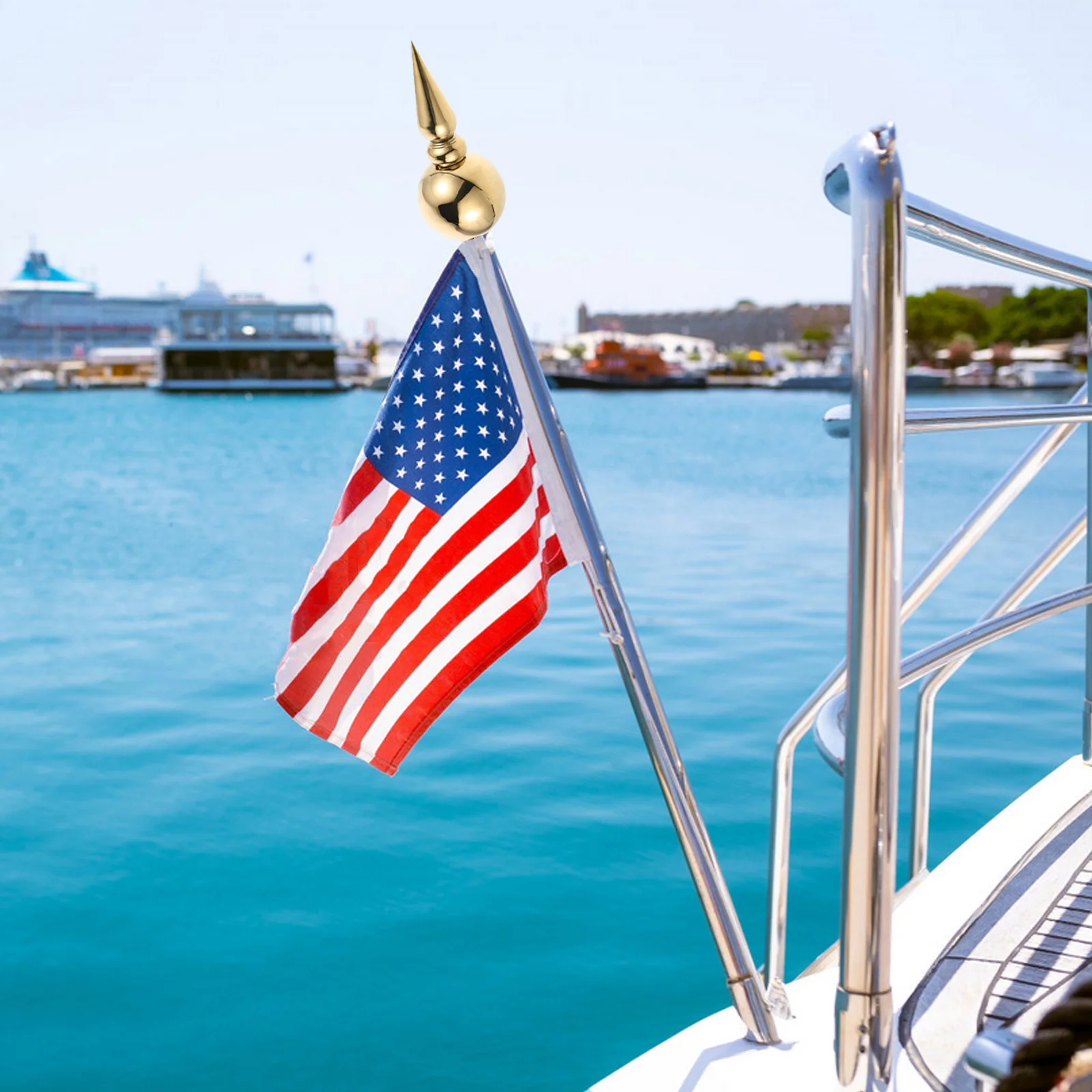 Stainless Steel Flagpole Finial Topper Elegant Durable Ornament for Office Garden Government Outdoor Indoor Decor