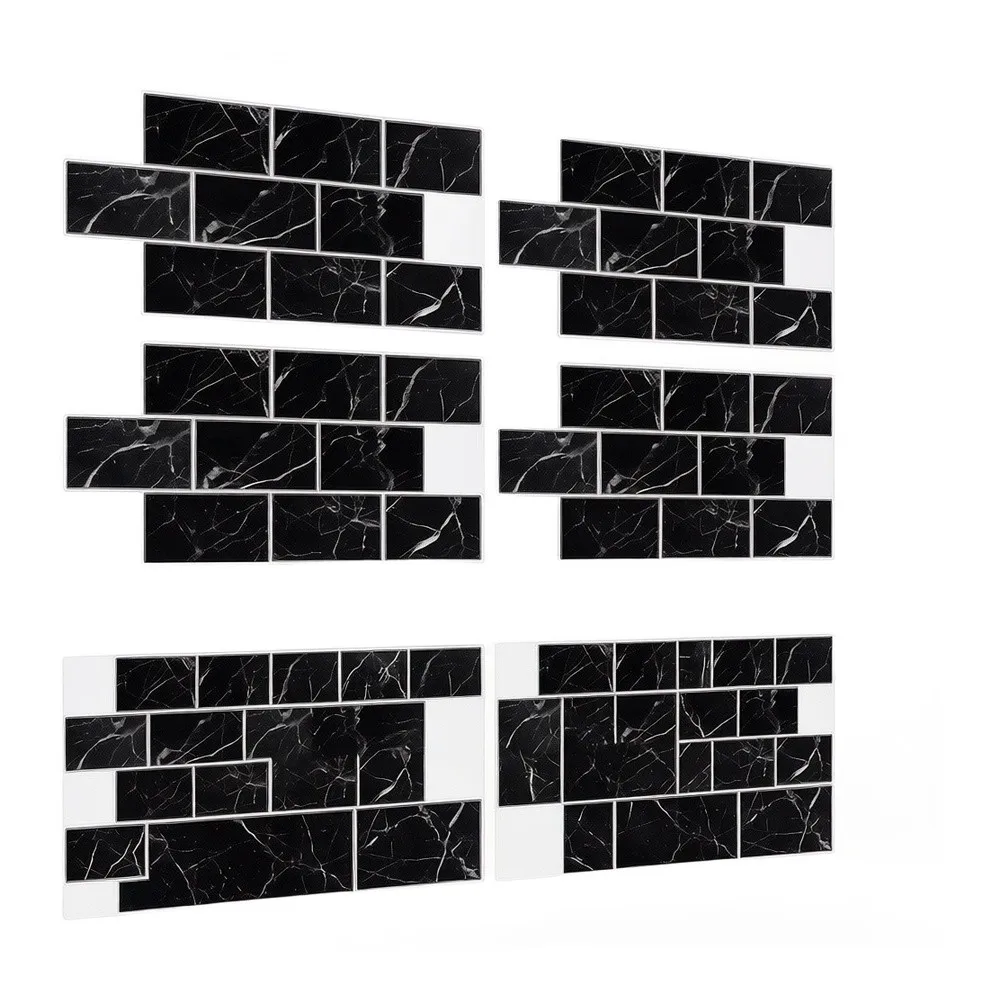 Self 3D Kitchen Backsplash Tiles PVC Waterproof Oil for proof Modern Solid Color Decals 32cm x 16.5cm 6 Piece Pack