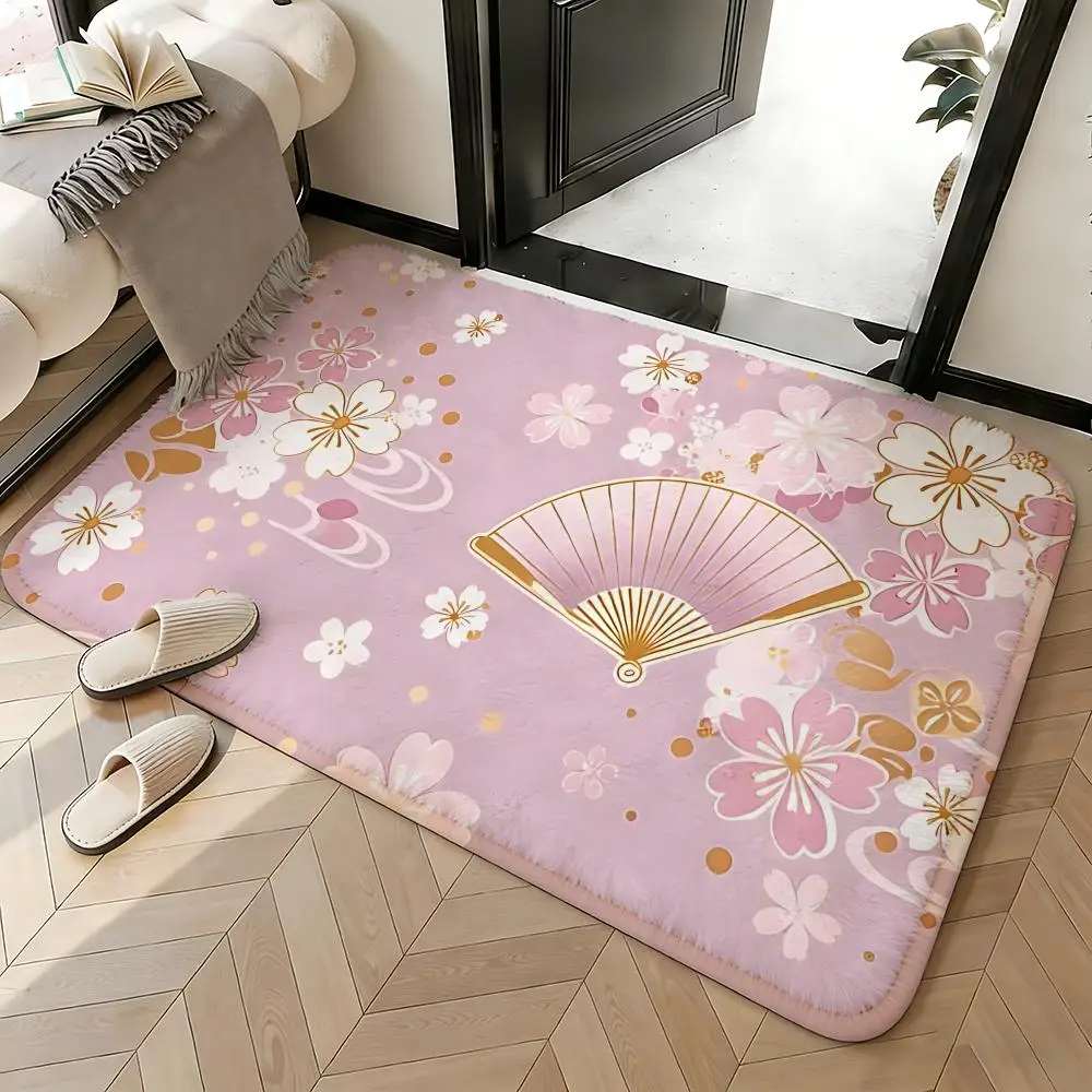 Soft Absorbent Non-Slip Rug Art Folding Fan Floor Mat Home Decor Doormat Bedroom Floor Mat Shower Carpet