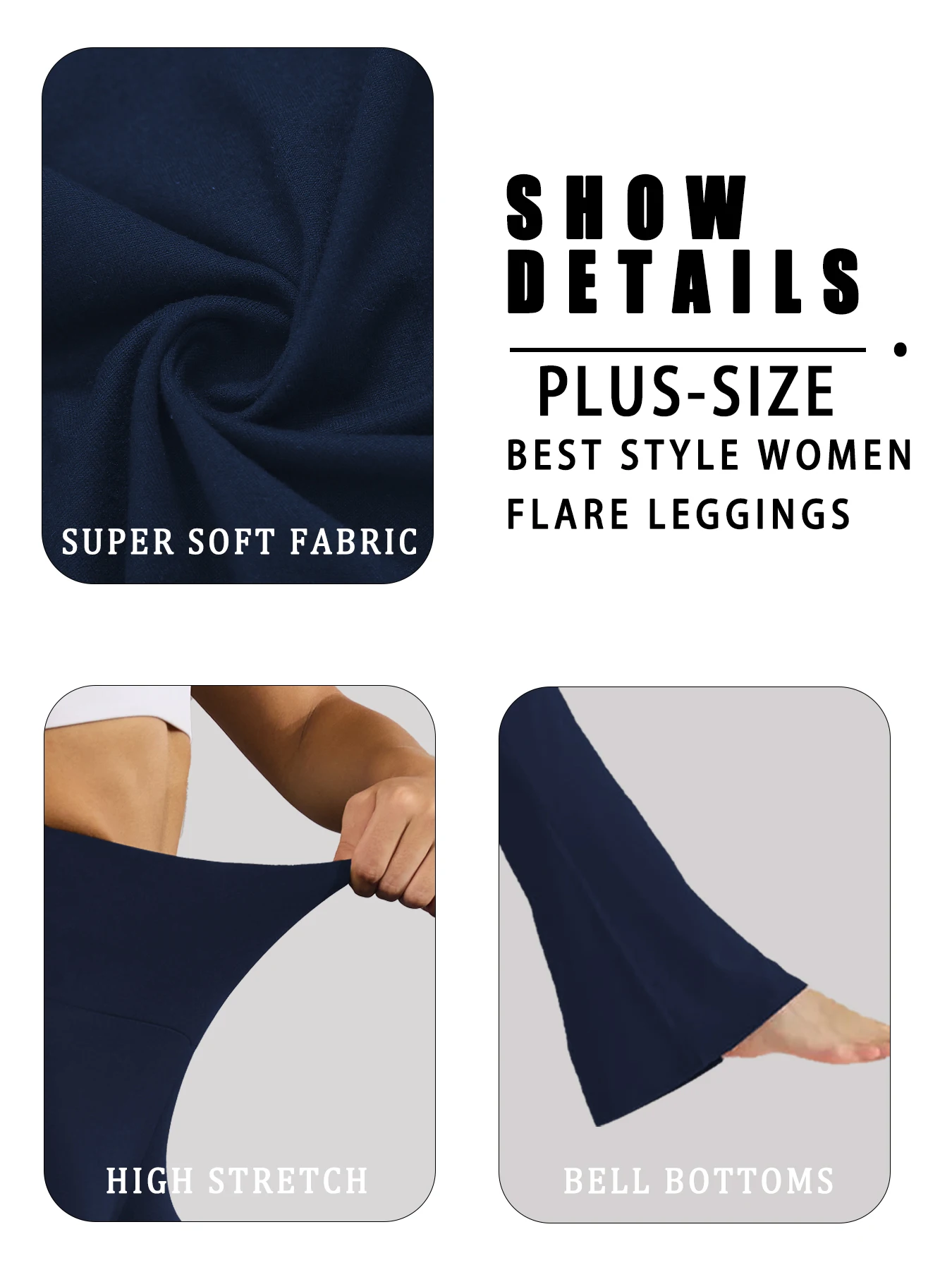 Plus Size Women's Super Soft High Waisted Flare Pants, Leggings Tummy Control S… - Image 4