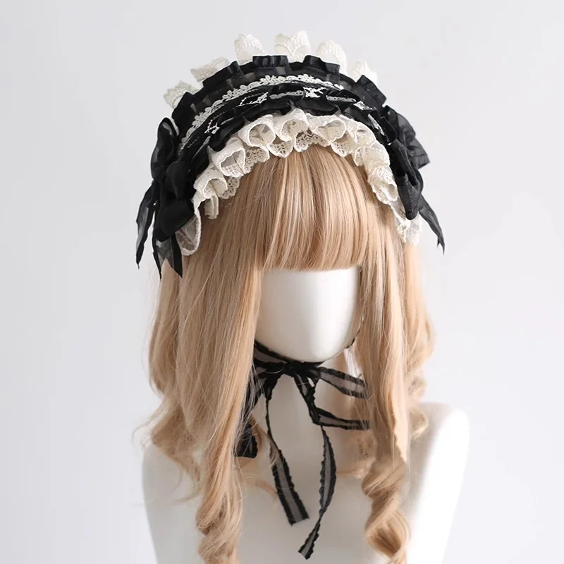 Оригинальная повязка на голову для горничной, черно-белая элегантная повязка на голову в классическом стиле KC, аксессуар для волос, повязка на голову в готическом стиле, шляпа