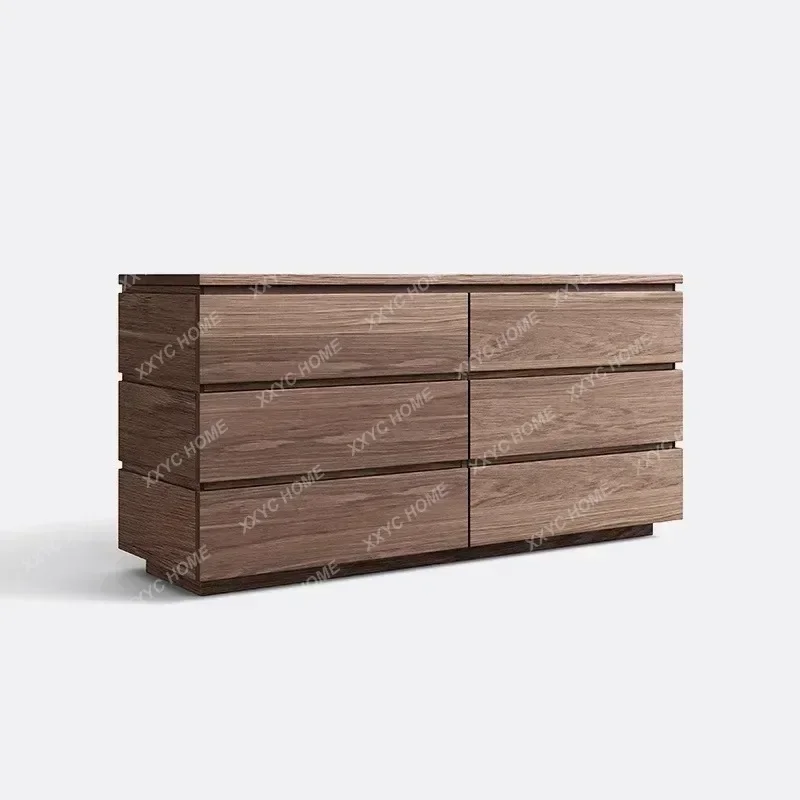 AAxzModern Simple Chest Cabinet, Entrance Cabinet, Retro Art, Black Walnut Wood Grain Color, Multi-drawer Storage Cabinet