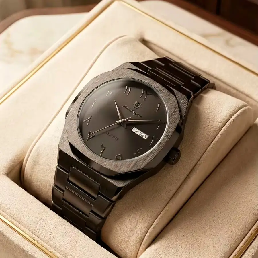 Relógios Masculinos de Moda POEDAGAR, à Prova d'Água, com Data e Dia da Semana, Relógio de Luxo para Homens, Relógio de Quartzo em Aço Inoxidável para Homens de Negócios, Reloj Hombre