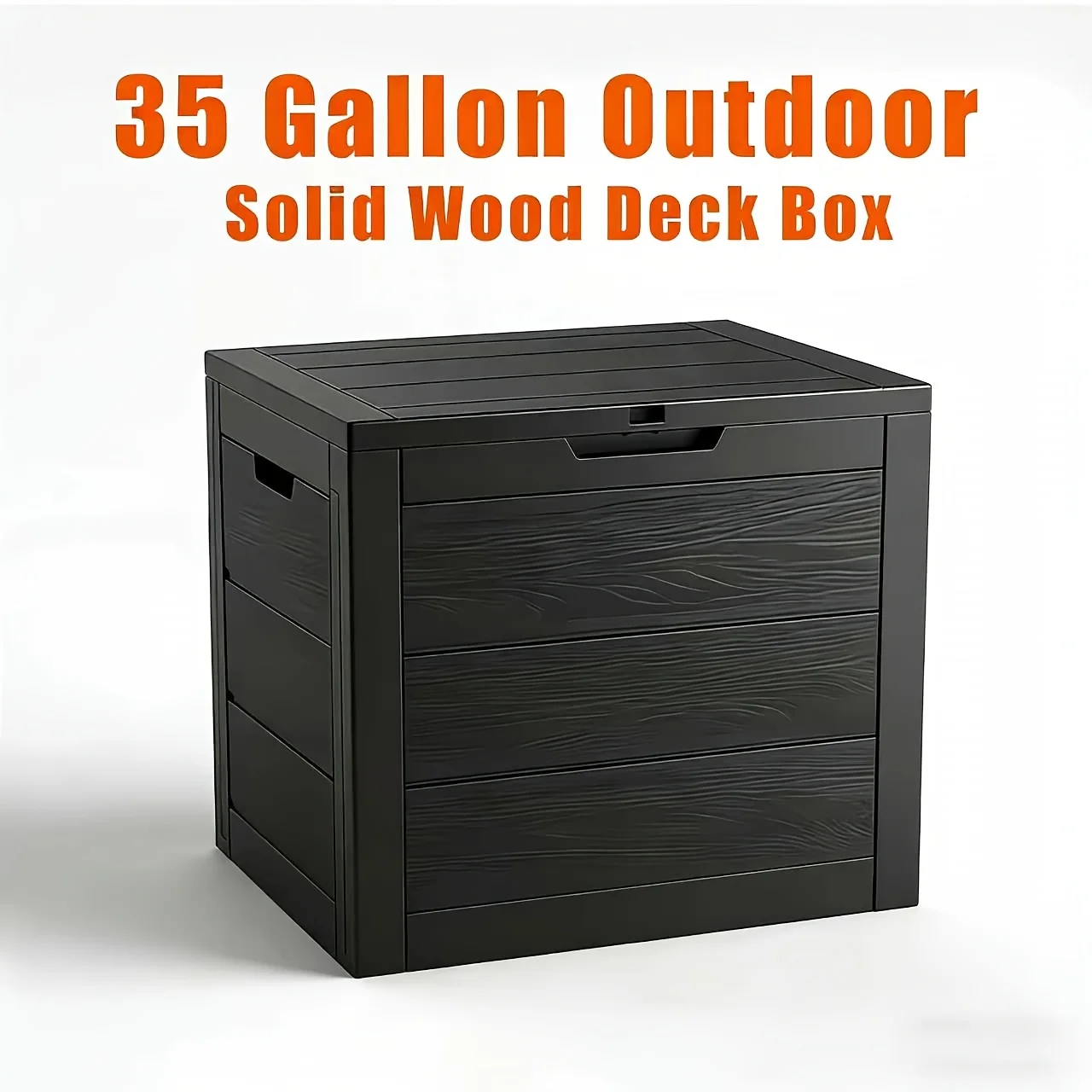 35 Gallon Large Outdoor Resin Storage Box With Lockable Lid - Heavy-Duty Deck Box For Patio Furniture Cushions, Pool Accessories