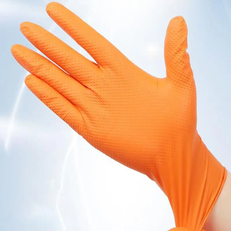 Arbeitshandschuhe Orange Heavy Duty Texture Nitrilhandschuhe 10x Reißfester, robuster, strukturierter Fäustling Sicherheitsschutz für