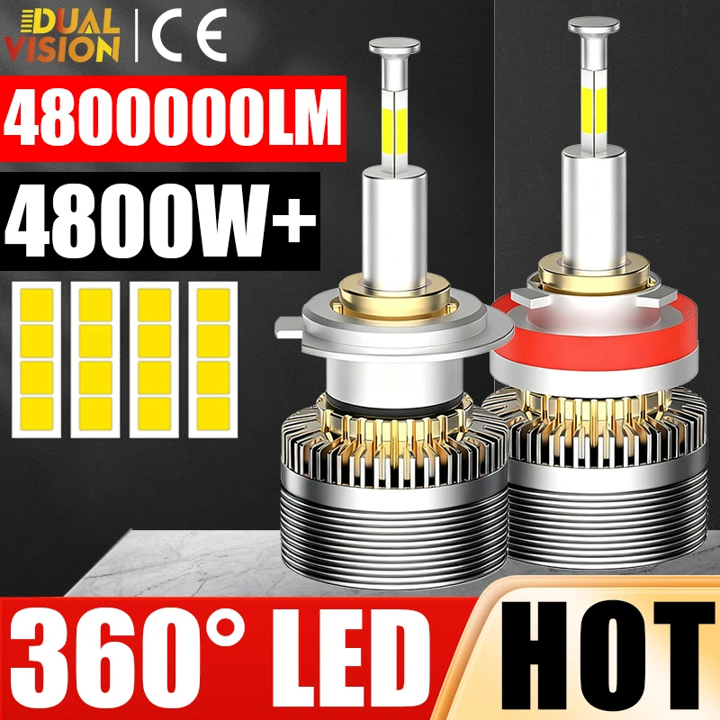 

H7 LED Canbus 360 H1 H11 9012 Турбо светодиодный объектив проектора H8 H9 9005 9006 HB3 HB4 HIR2 Светодиодные автомобильные фары 6000K Автоматические противотуманные фары