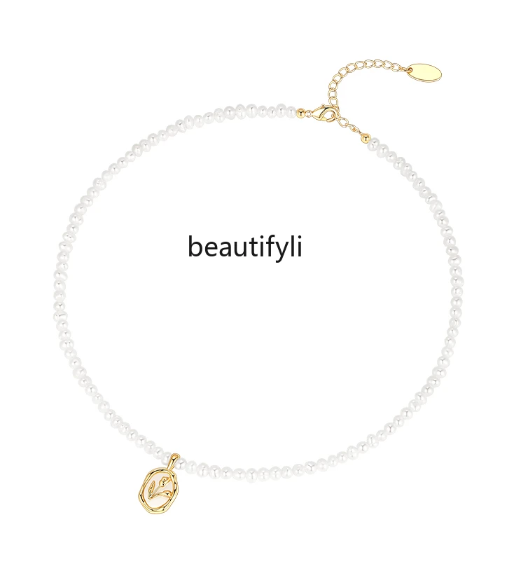 

Natural freshwater pearl necklace women's light luxury niche flower hanging collarbone chain neck chain