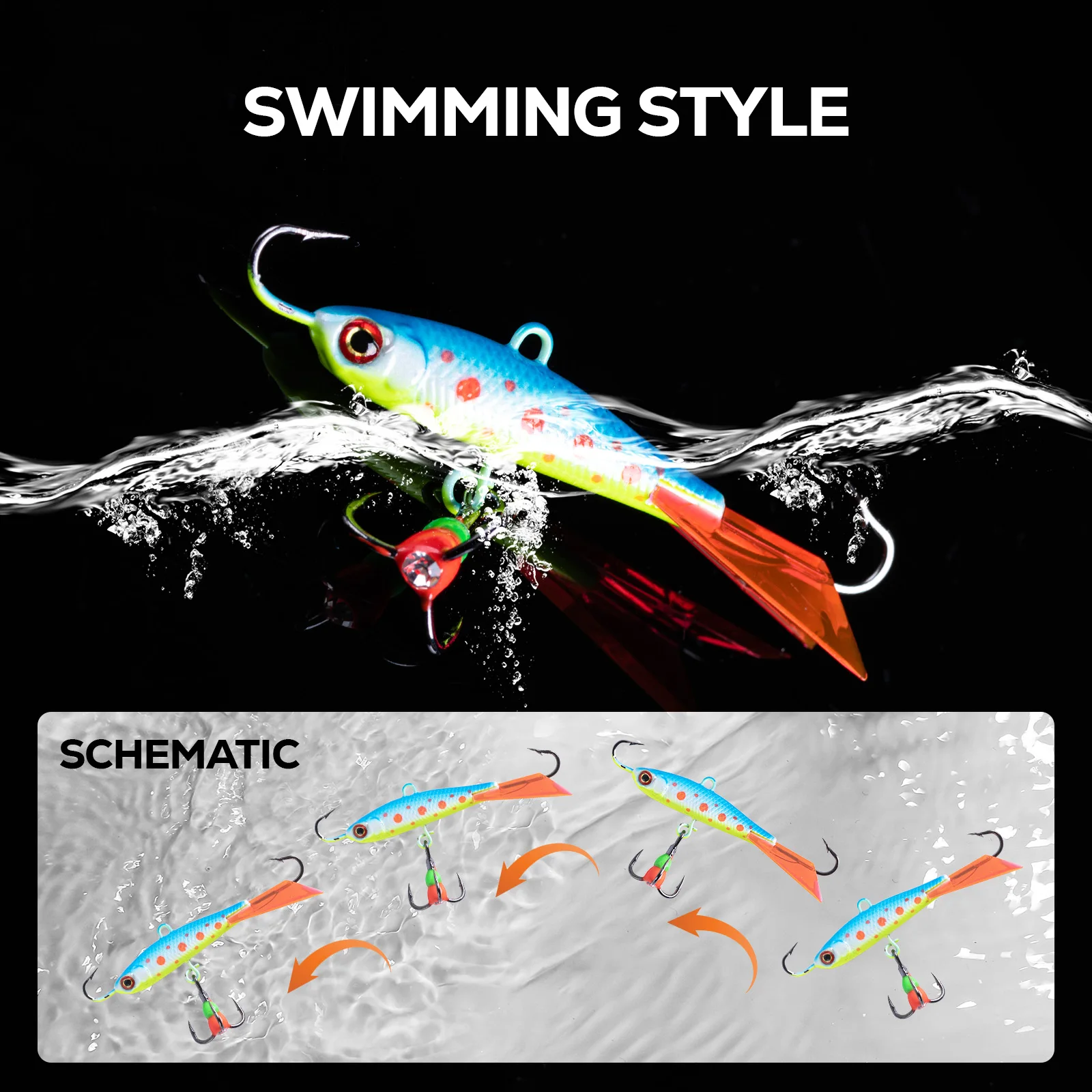 

Приманка Goture для зимней рыбалки, 15 г/5,7-7 см 360 ° Вращающиеся лезвия из нержавеющей стали, вибробалансирующий джиг-воблер для окуня окуня щуки