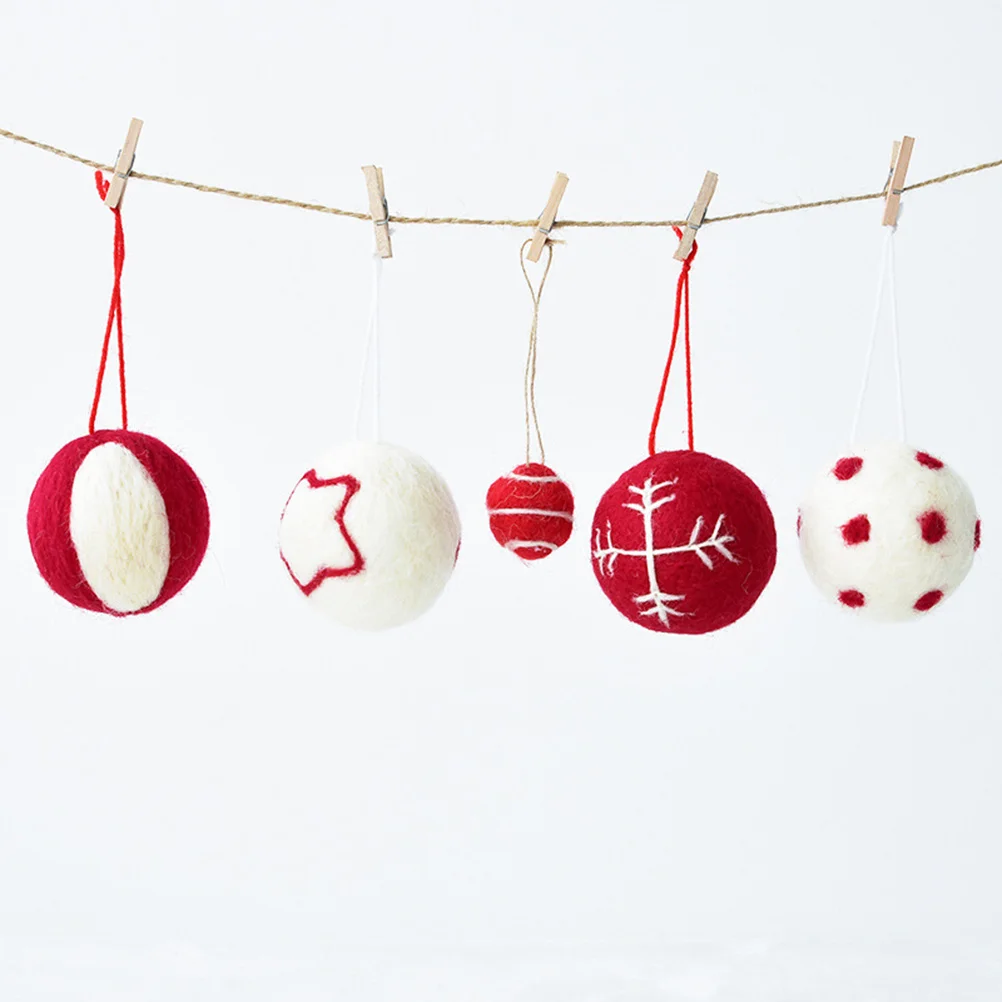 

6Pcs Bright Wool Ball Christmas Hanging Ornaments for Tree Door Wall Home Office Shop Xmas Decor Pendant Festival Gift