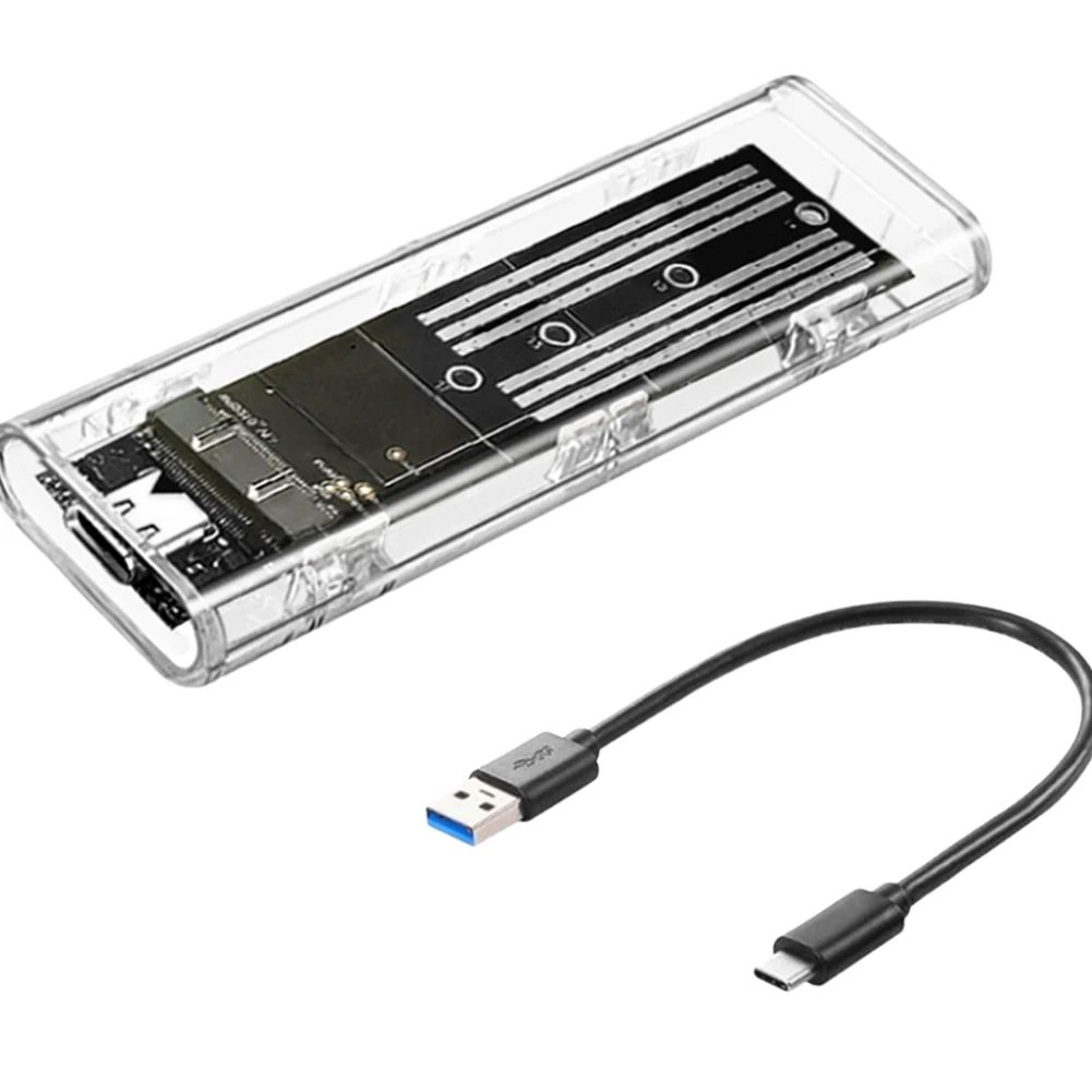 M.2 NGFF SATA Type C 3.1 حافظة SSD خارجية شفافة 10Gbps حافظة قرص صلب محول SSD خارجي لـ 2230 2242 2260 2280