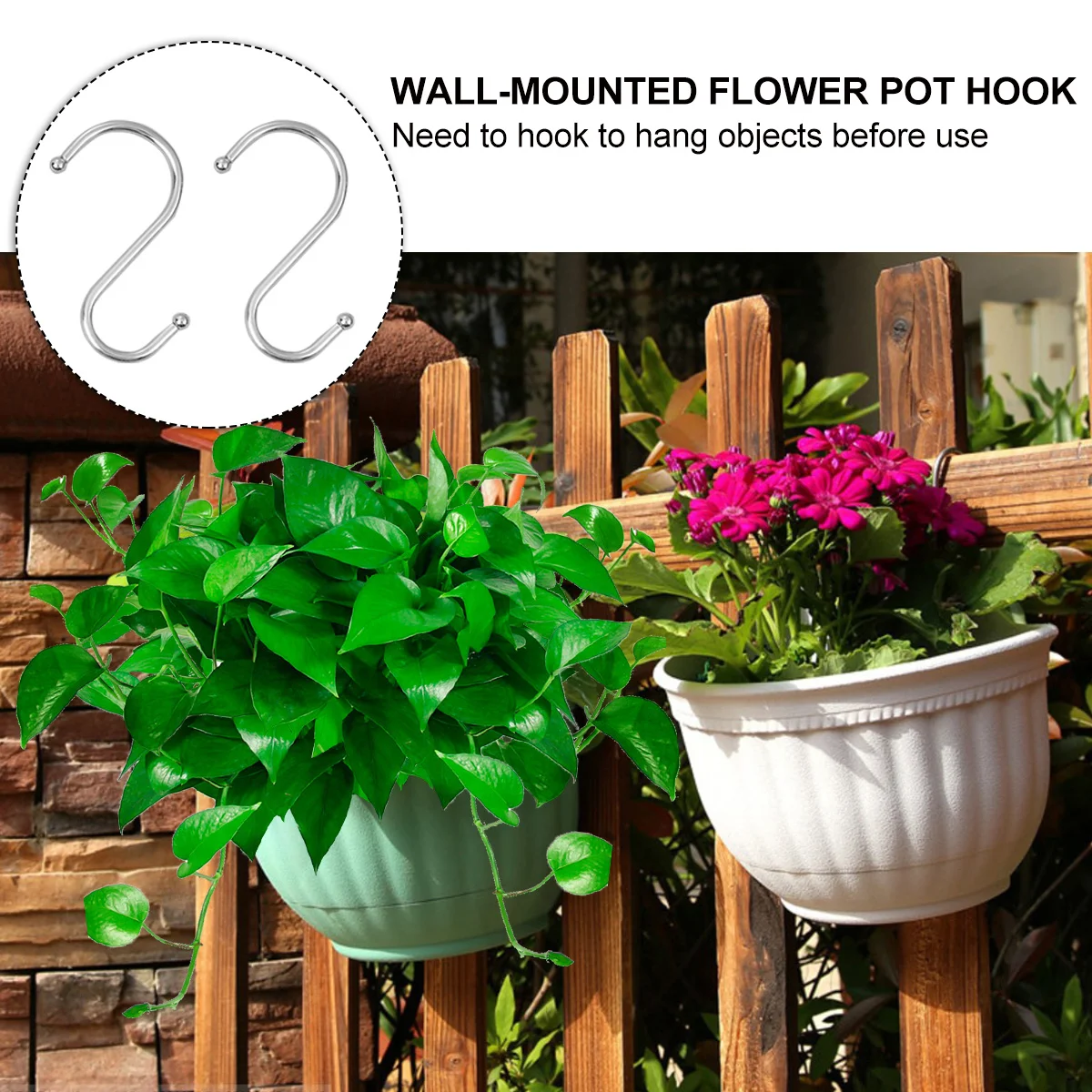 

Wall Hanging Pot Semi-Circular Plastic Planter With Hook Space Saving Durable Wall Mounted Flower Pot Rack For Home Office