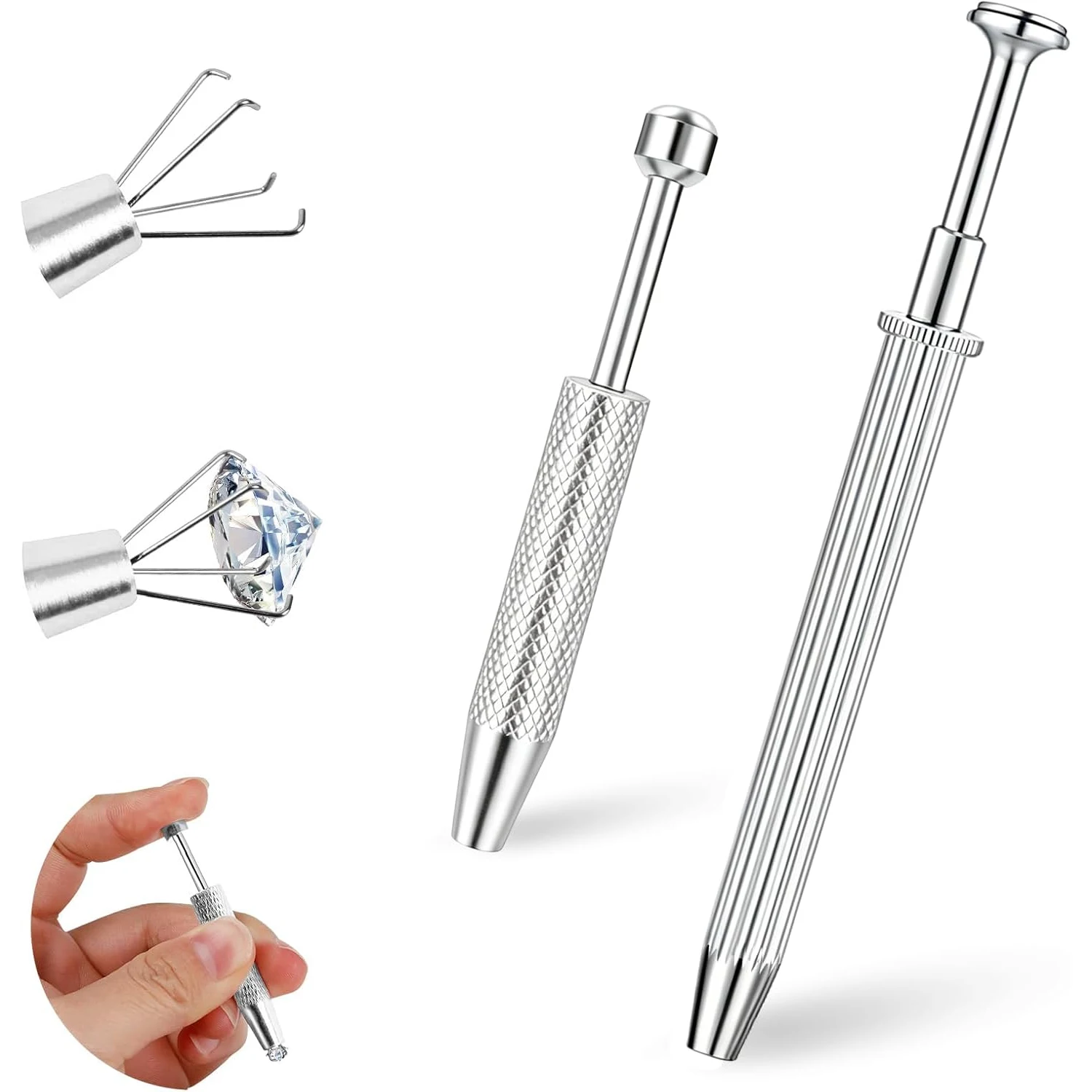 1pcs/2pcs Ball CZ Grabber Tool for Changing Jewelry Stianless Steel Internally Threaded Push Pin Piercing Grabber Tool Set