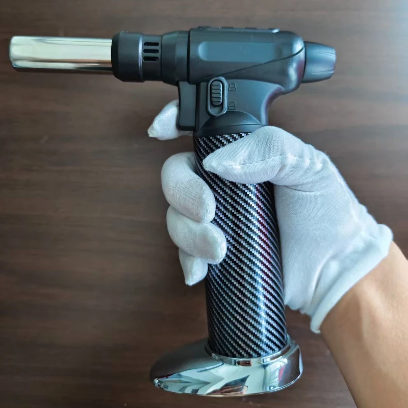 

Бытовая ветрозащитная бутановая газовая турбо-зажигалка с синим пламенем, сильные зажигалки для сигар, уличный кухонный инструмент для барбекю, металлический сварочный пистолет