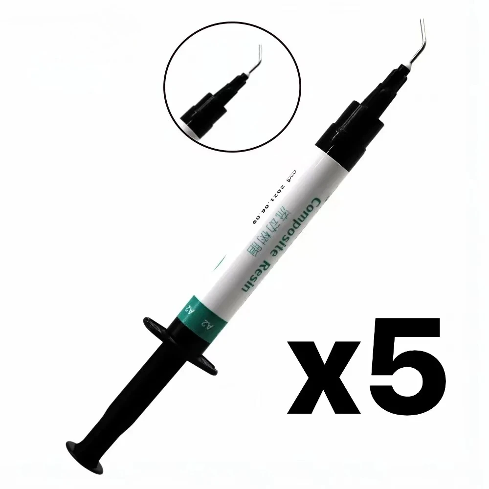 

5Pcs/Kit Dental Resin Light-Curable Flowable Fluid Resin Materials Composite Resin Dental Material 2.5g Oral Filling Tools