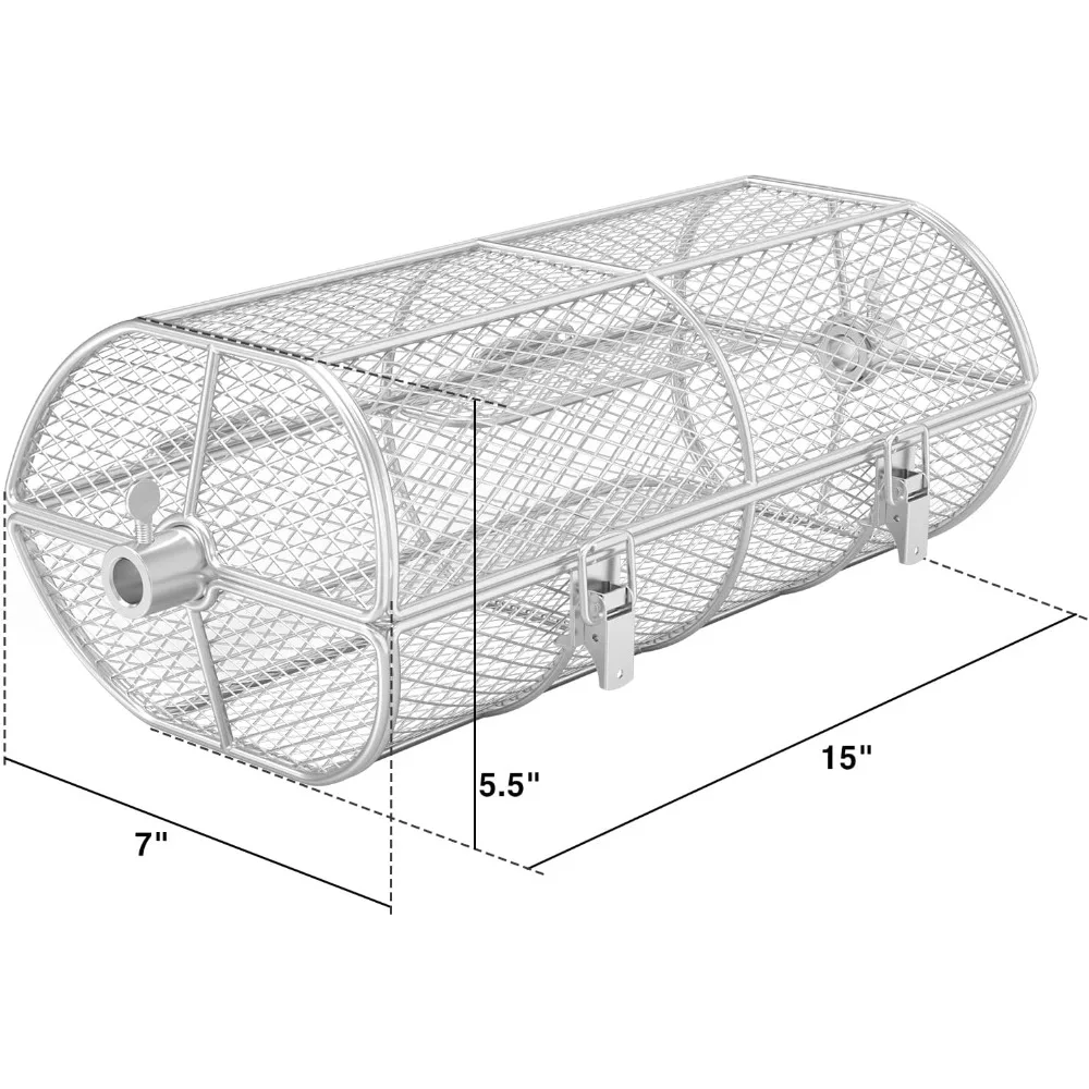 

Universal Stainless Steel Rotisserie Grill French Fries Basket Fits for Any Gas Grill