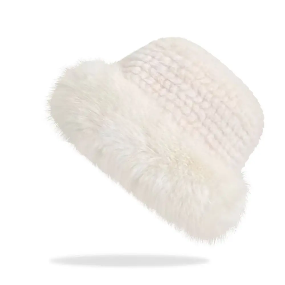 New Windproof Winter Hat Wool Imitation Mink Hair Pullover Hat Beret Warm Ear Protection Cap