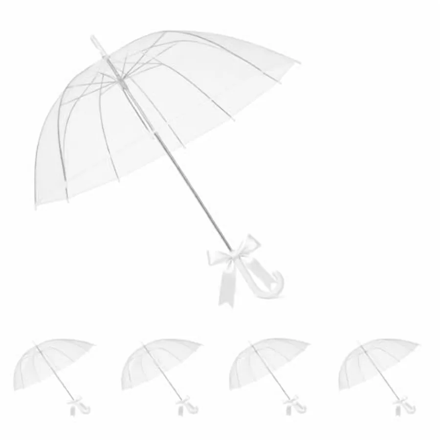 

5/10/20 Pack Clear Umbrella Bulk, Bulk Umbrellas for Wedding, Transparent POE Auto Open Rain Umbrellas with Stainless Steel Fra