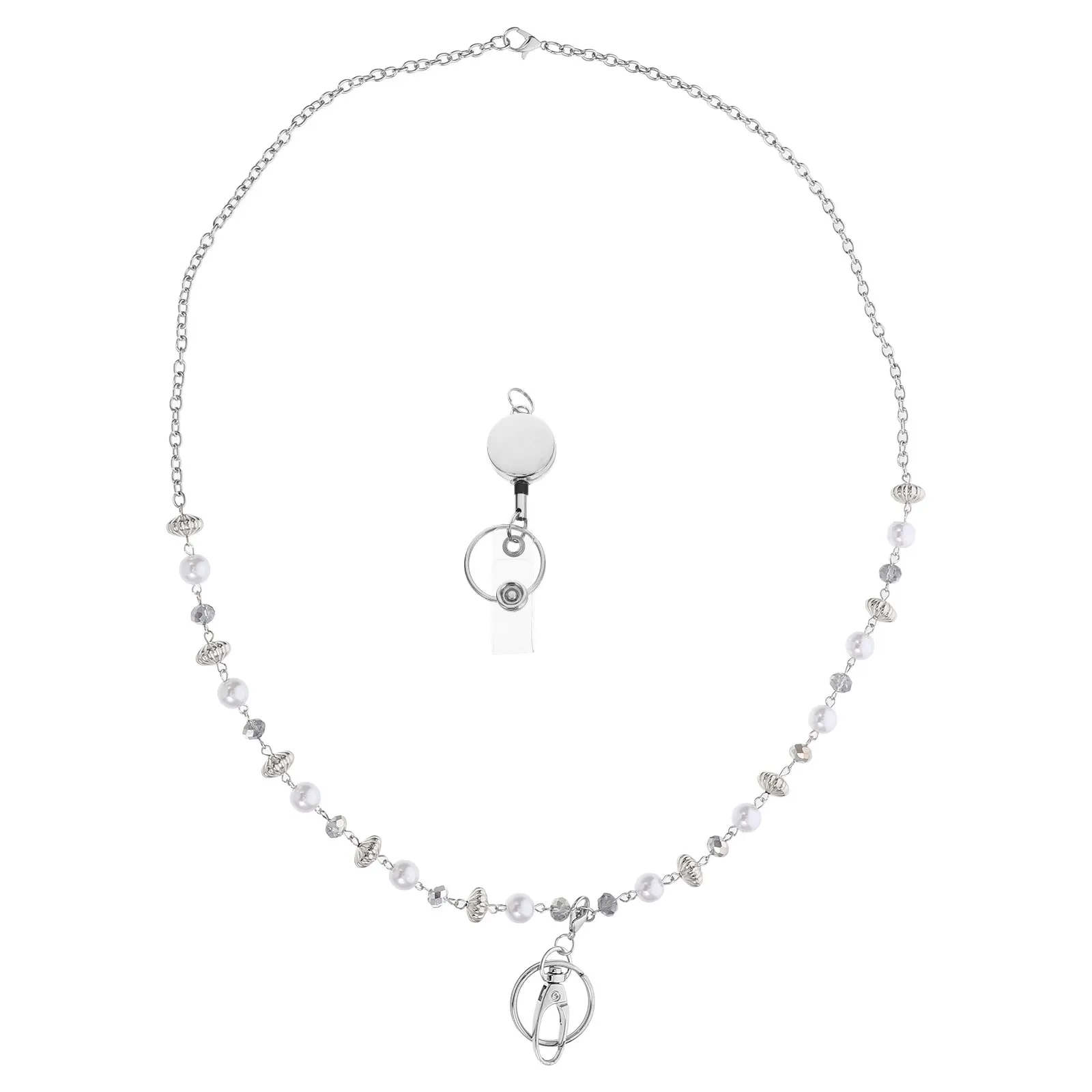 

Beaded Retractable Lanyard Cute Teacher Easy to Buckle Lanyards for Id Necklace Card Colorful