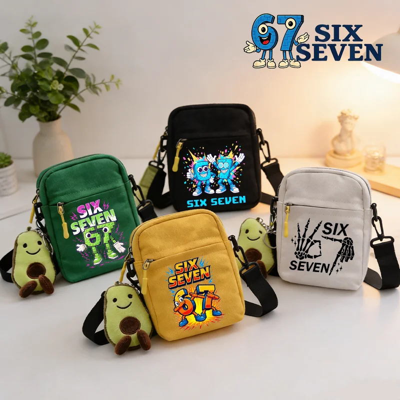 

Сумка через плечо Steal A Brainrot с куклой-авокадо, унисекс, с принтом Six Seven, портативная сумка для хранения, подарок на день рождения