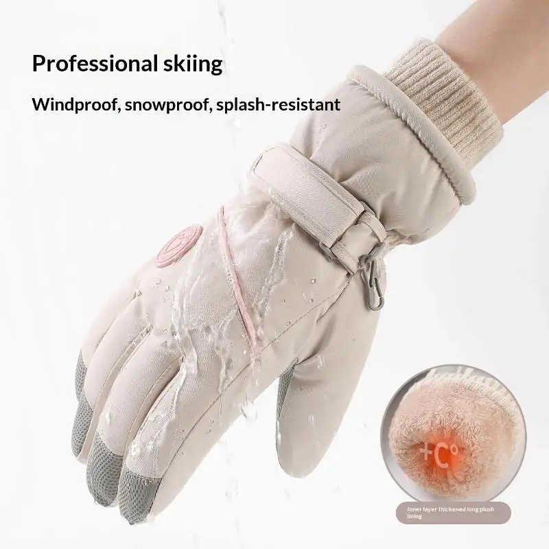 Winter-Skihandschuhe für Damen mit Touchscreen-Funktion, wasserdichtem, wärmendem Innenfutter, ideal zum Skifahren, Wandern und für andere Aktivitäten im Freien bei kaltem Wetter. – Detail 4