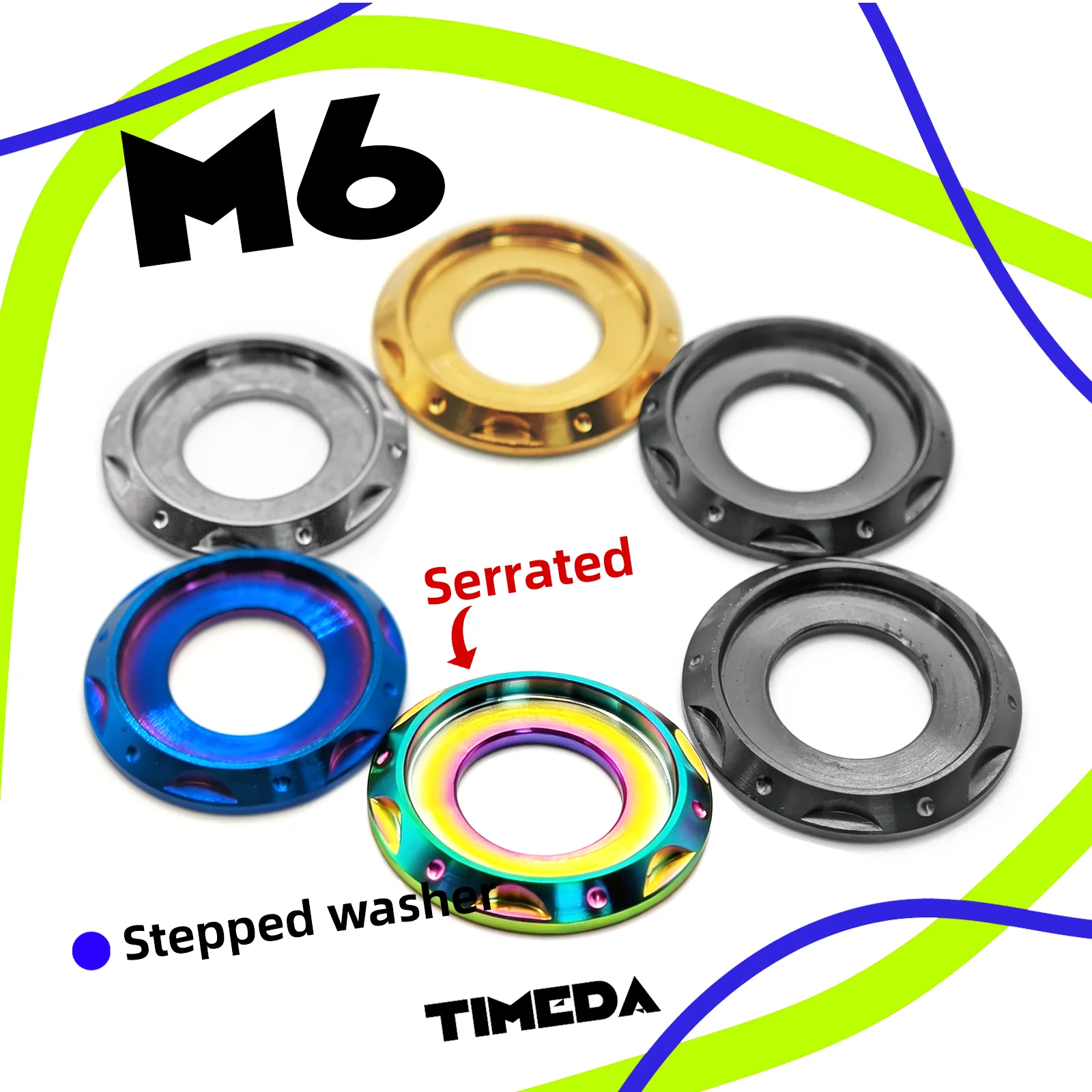 M6 Titanium Stepped Washer GR5 Ti-6Al-4V for Motorcycle MTB Bicycle E-Bike Bolt Dress-up Lightweight Corrosion Resistant