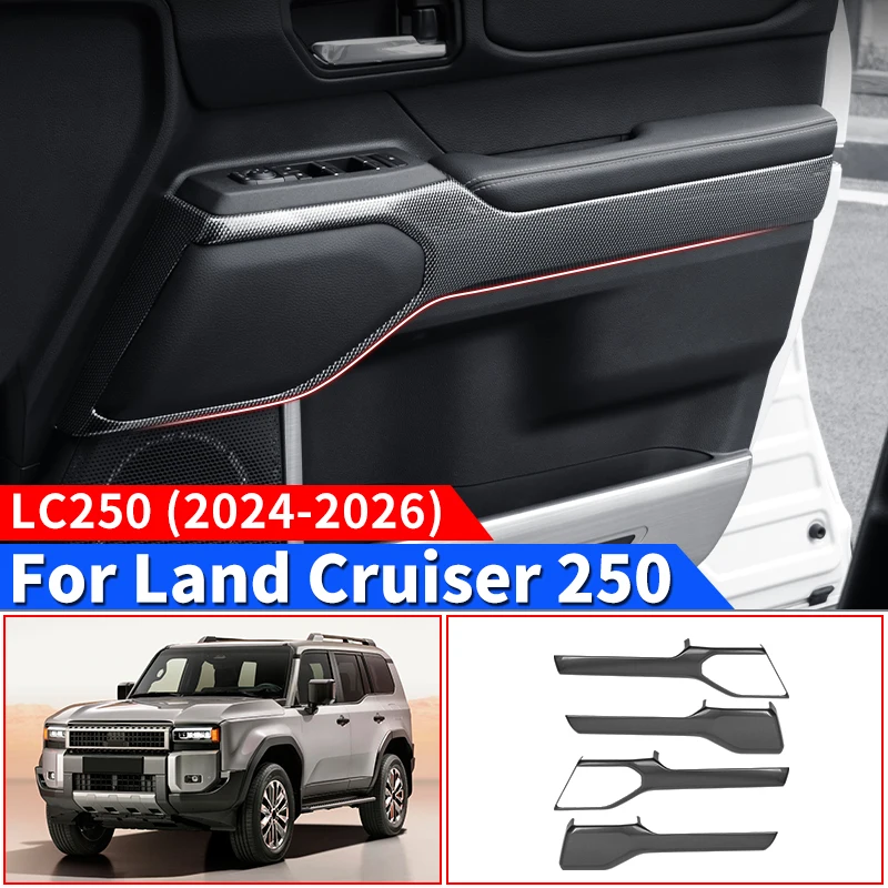 

Для Toyota 2024 2025 Land Cruiser 250 Prado, стиль из углеродного волокна, внутренняя накладка на дверь, защита панели, аксессуары для интерьера