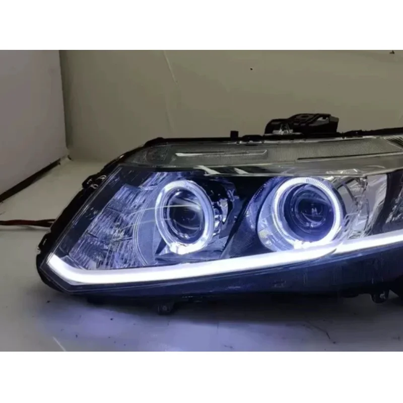 LED Headlight Assembly for Honda civic 9th modified Dual lens Devil & Angel Eye Daytime Running Light