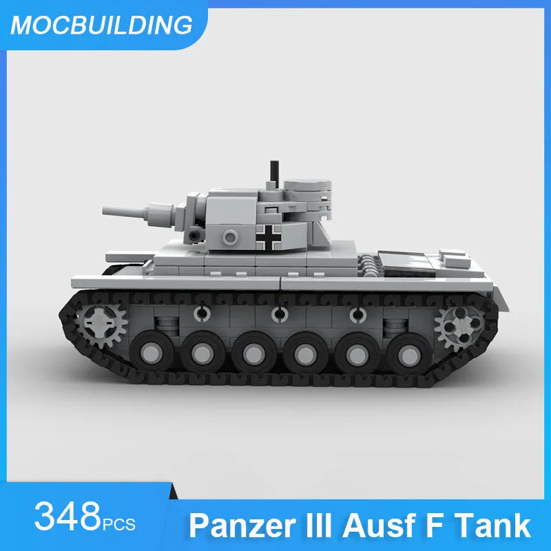 MOC Building Blocks Panzer III Ausf F Tank Model DIY Assemble Bricks Military Educational Creative Collection Toys Gifts 348PCS