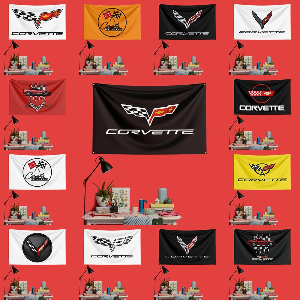 Cor-vette #1 Car Racing Flag 3x5 FT 90x150cm Polyester Decorative Banner Tapestry For Garage Wall Decor