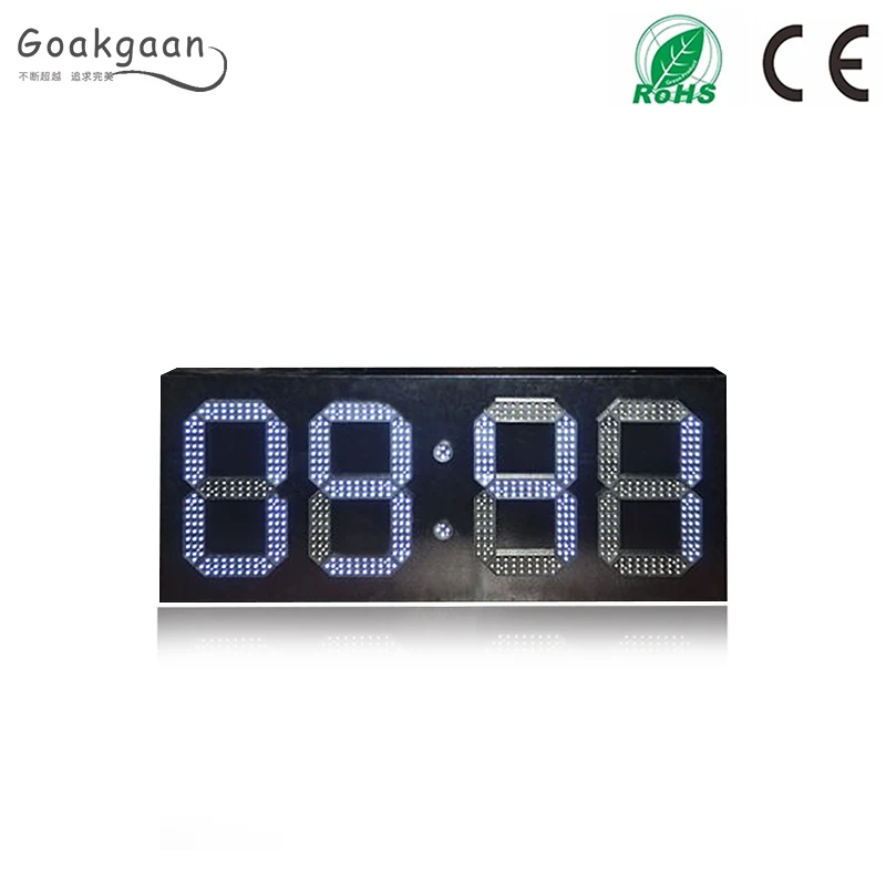 12 Inch White LED Wall Clock Oil Price Screen Outdoor Digital Display Weather Resistant Public Information Screen