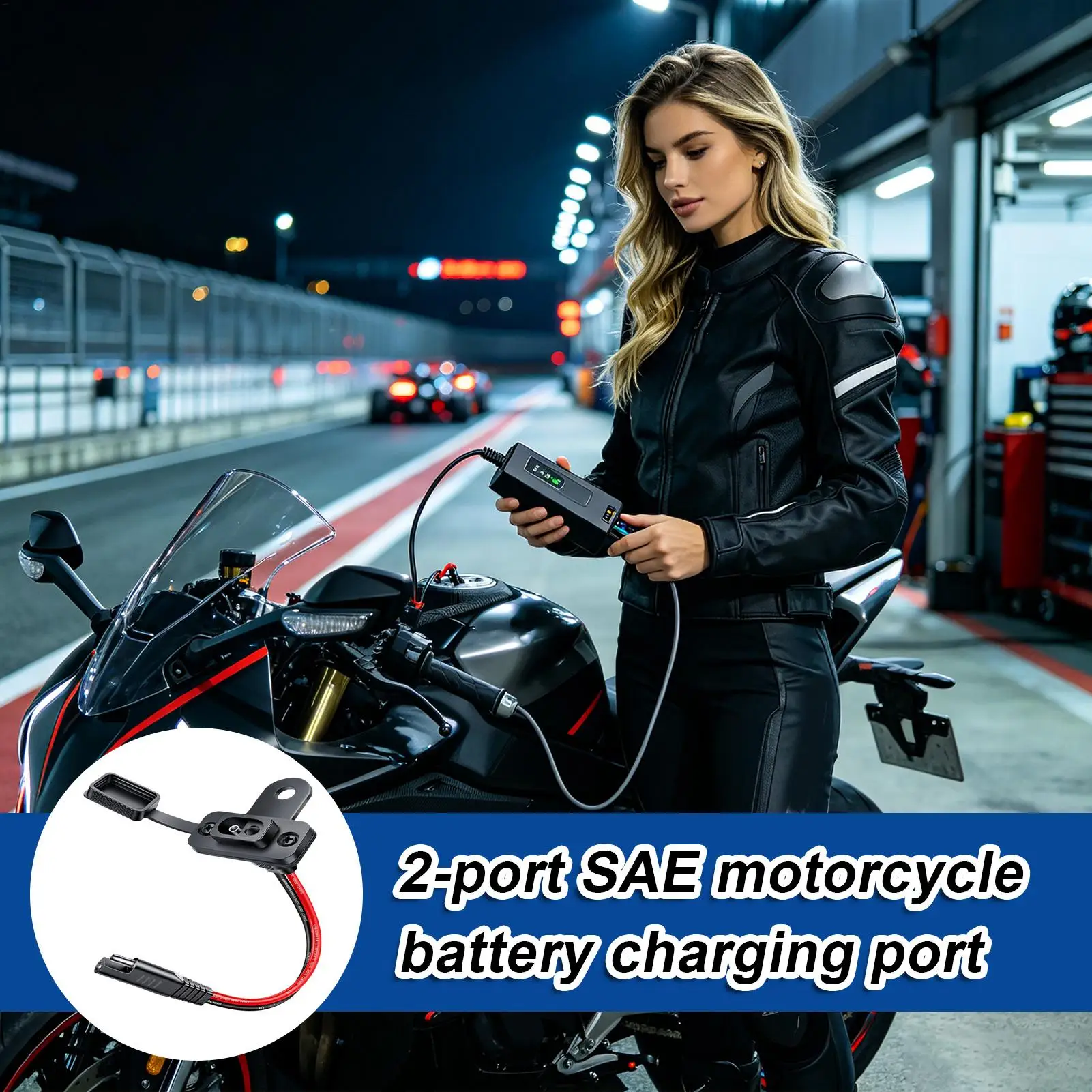 2-hole SAE Motorcycle Battery Charging Port Mounting Bracket With Fixing Screws Concealed Interface Charging Port For Motorcycle