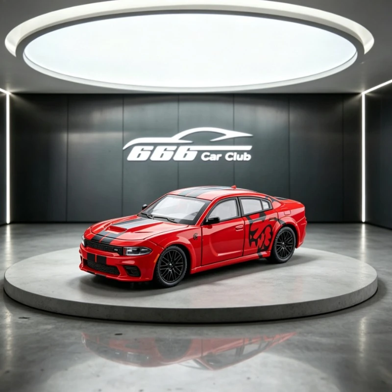1:24 SRT Diecast Alloy Car Model Pull Back Sound Light Trendy Desk Ornament Adult Collection Holiday Gift Educational Toy