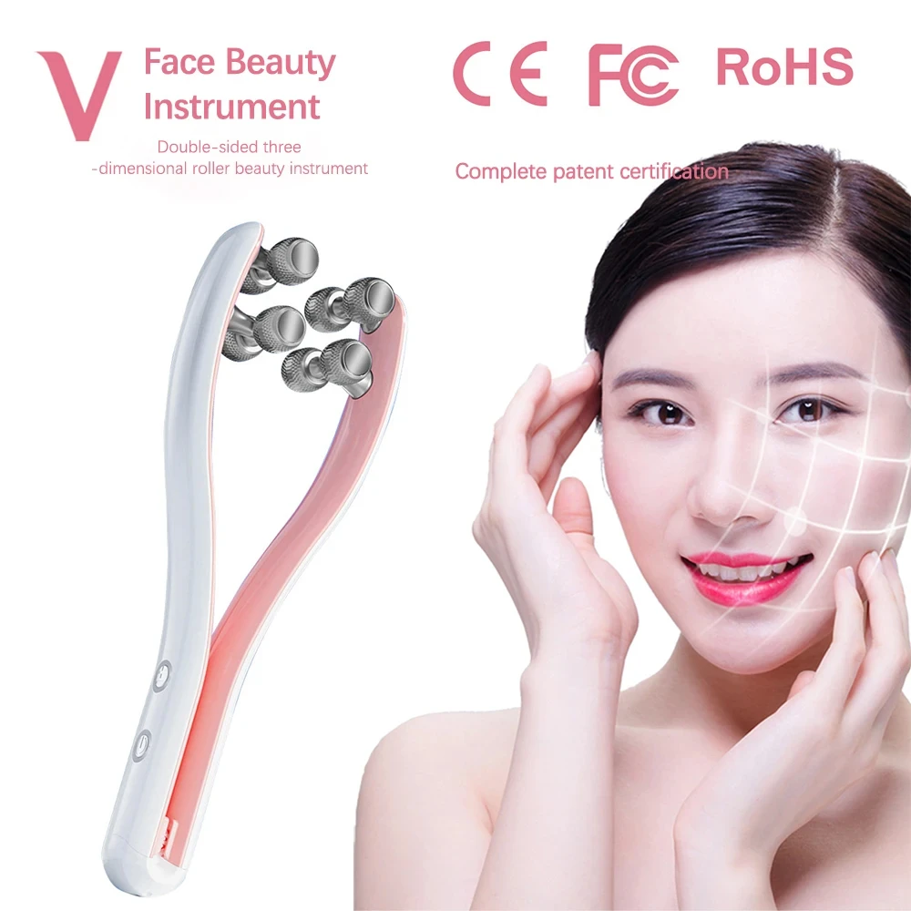 

Микротоковый роликовый массажер для лица V-образной формы для подтяжки и уменьшения двойного подбородка